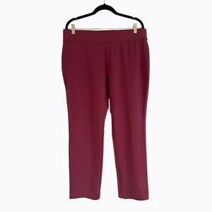 Lands End Starfish SzLP Knit Leggings Mid Rise Cotton Burgundy Red Elastic Waist